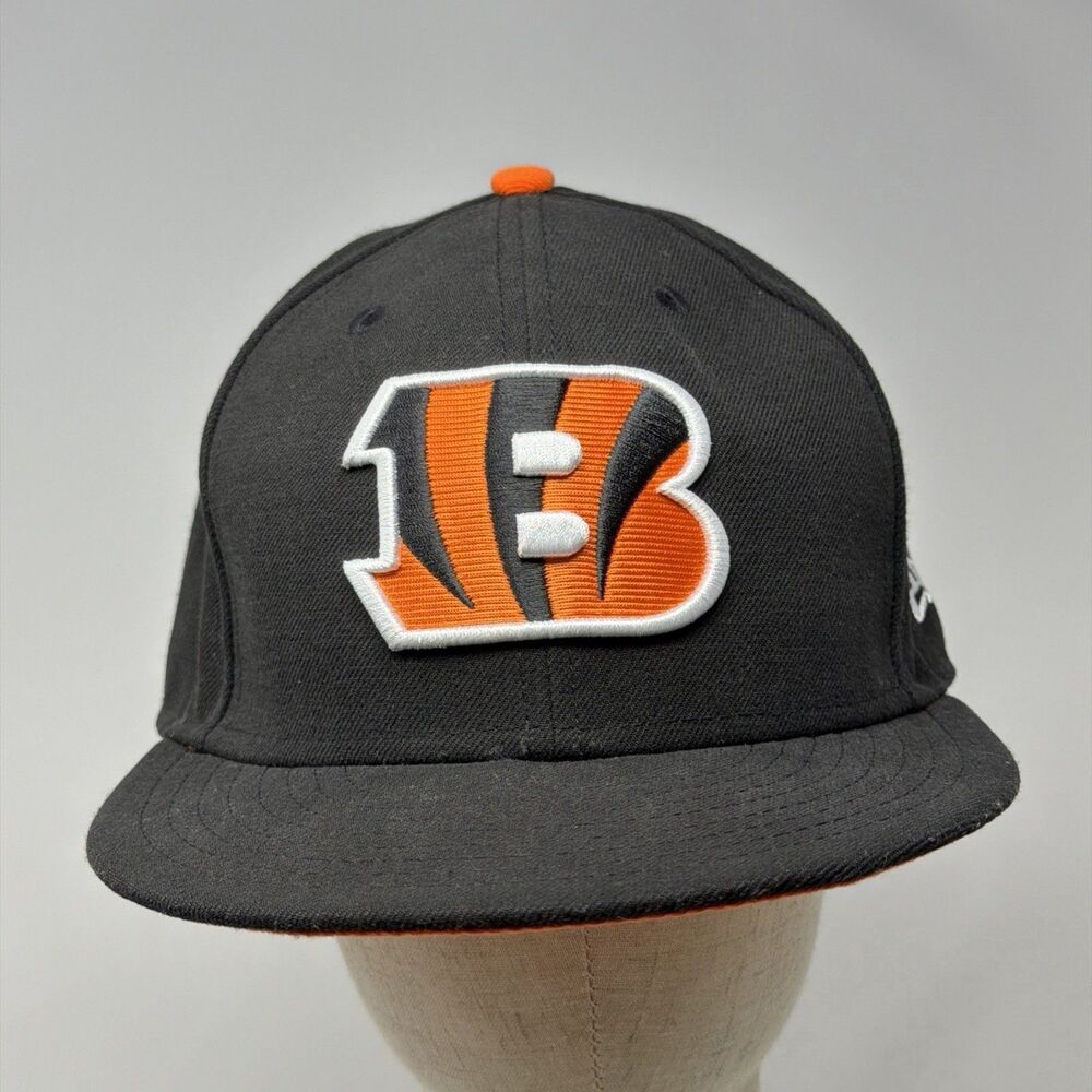 Cincinnati Bengals New Era 59FIFTY Fitted Hat Black Orange NFL Size 7 1/2